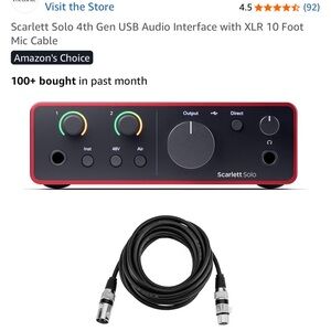 Scarlett Solo Audio Interface with Red/Black Design GREAT condition - NWOB
